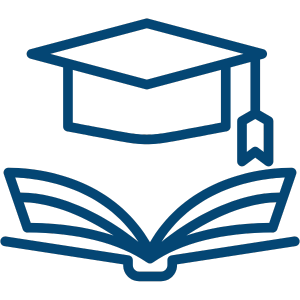 book and grad cap icon