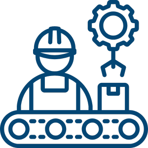 man in front of conveyor belt icon