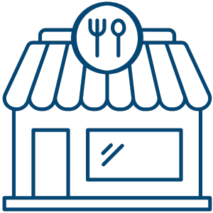 front of restaurant building icon